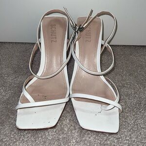 SCHUTZ White Amaia Block-Heel Strappy Slingback heel sandal size 7